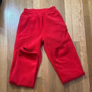 Vintage The North Face Men’s Small Red Fleece Joggers, Made in USA